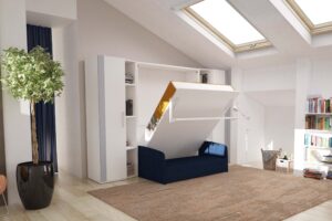 Wandklappbett für kleine Wohnungen platzsparendes Wandbett modernes Design Schrankbett platzsparende Möbel Murphy Bed kleine Wohnung